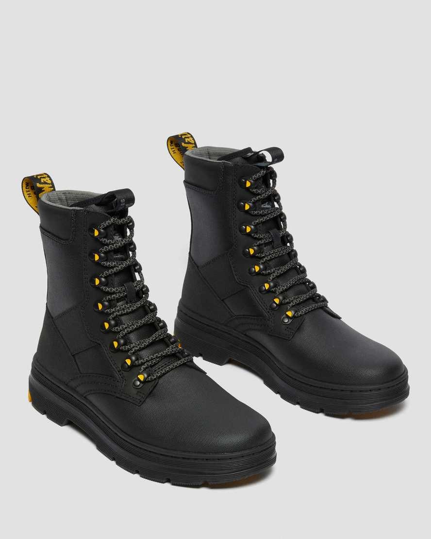 Black Coated Canvas Men's Dr Martens Iowa Coated Canvas Mix Ankle Boots | 184576-JNT