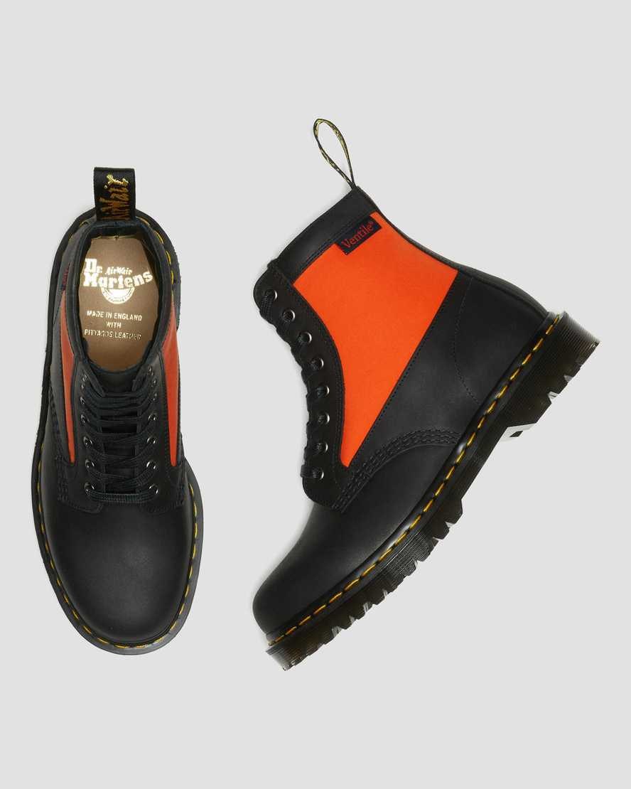 Black Dockyard Men's Dr Martens 1460 Panel Made in England Leather Ankle Boots | 681204-XVS