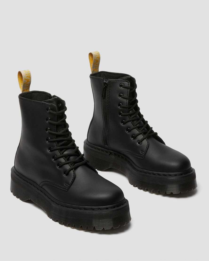 Black Felix Rub Off Men's Dr Martens Vegan Jadon II Mono Lace Up Boots | 179358-VHU