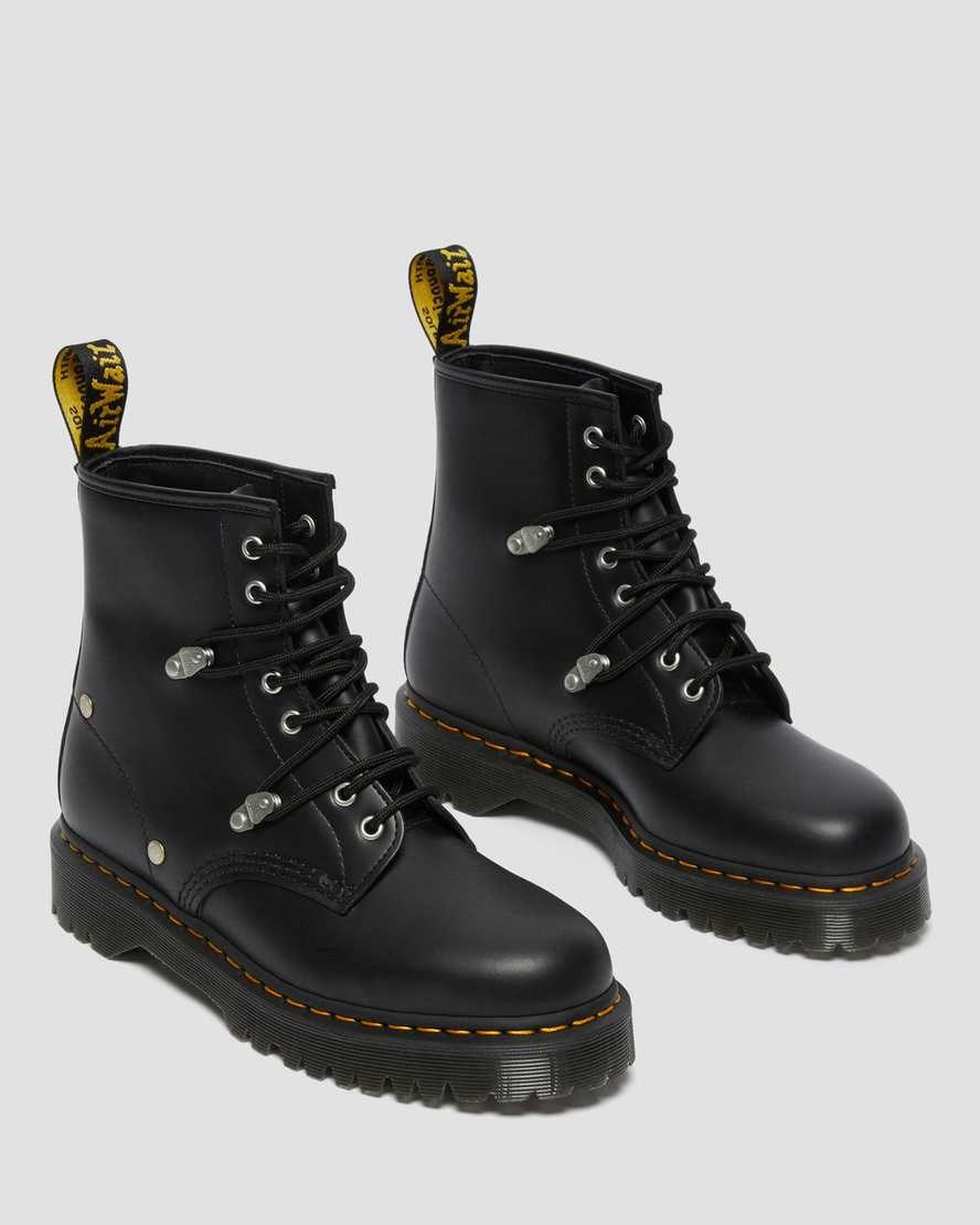 Black Fine Haircell Men's Dr Martens 1460 Bex Stud Leather Lace Up Boots | 517294-OFN