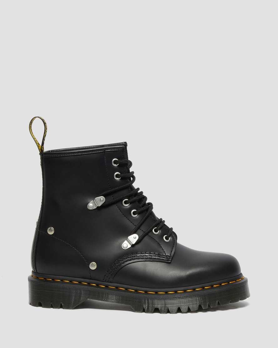 Black Fine Haircell Men's Dr Martens 1460 Bex Stud Leather Lace Up Boots | 517294-OFN