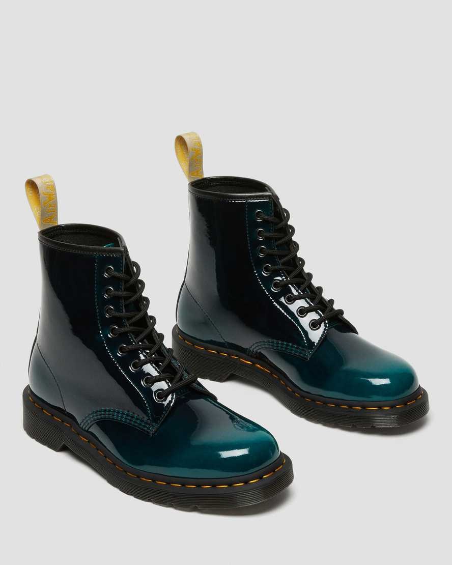 Black Gloss Pull Up Men's Dr Martens Vegan 1460 Gloss Ankle Boots | 476192-BCH