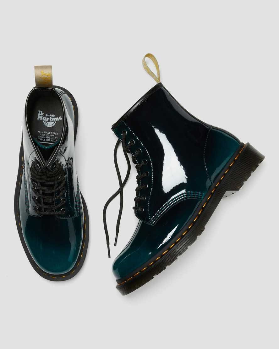 Black Gloss Pull Up Men's Dr Martens Vegan 1460 Gloss Ankle Boots | 476192-BCH