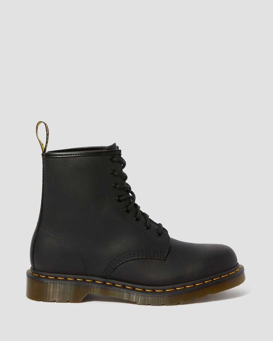 Black Greasy Leather Men's Dr Martens 1460 Greasy Leather Lace Up Boots | 803596-SFY