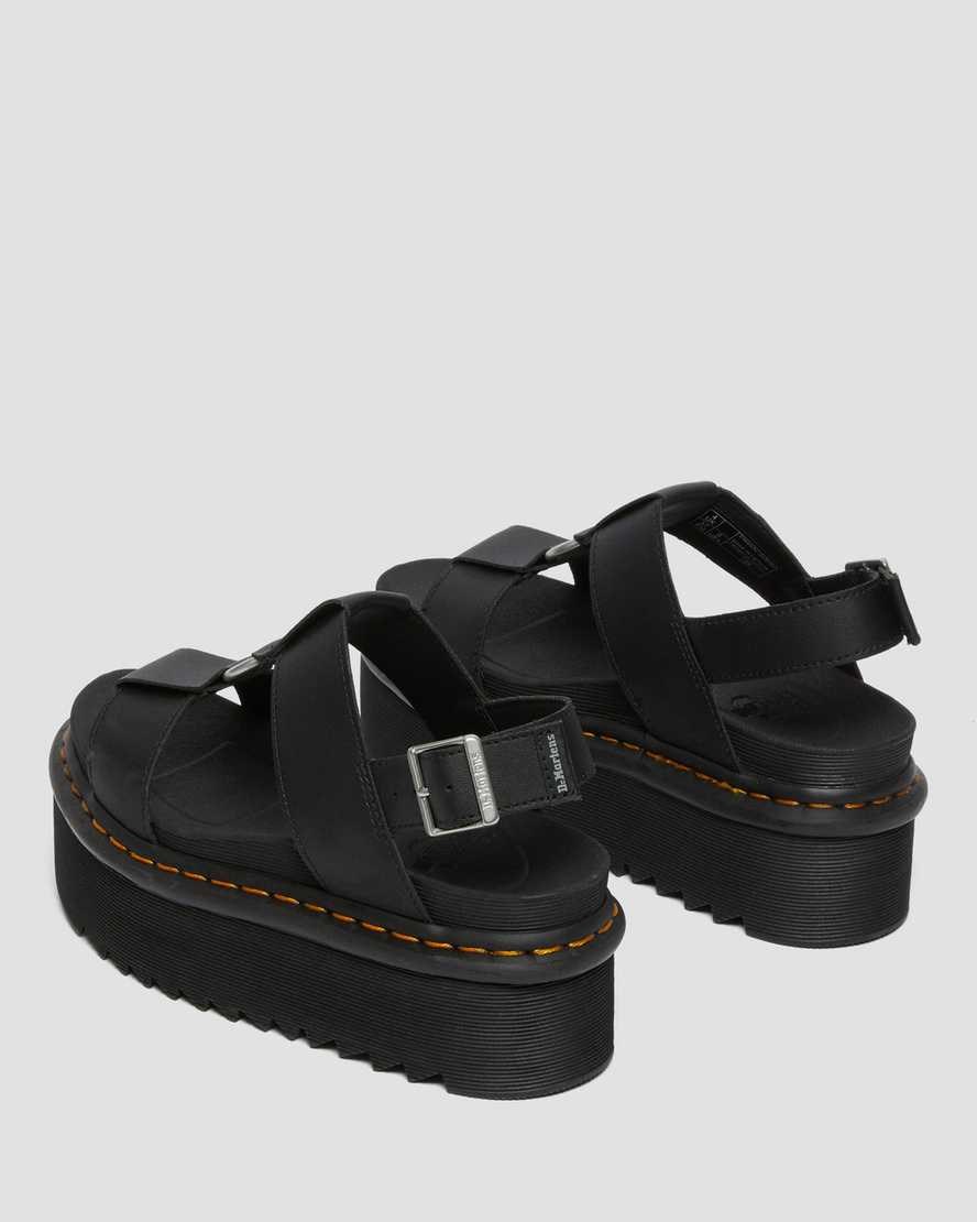 Black Hydro Leather Women's Dr Martens Francis Leather Strap Sandals | 532704-OIN