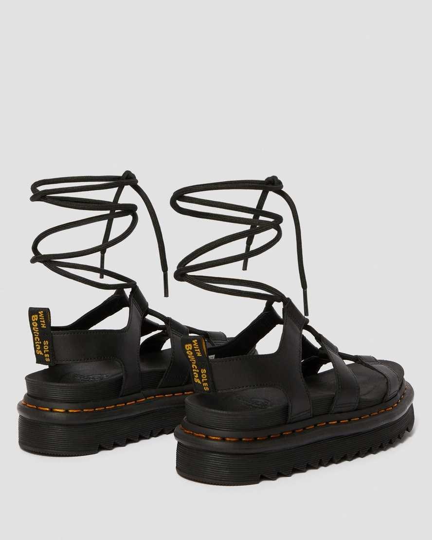 Black Hydro Leather Women's Dr Martens Nartilla Leather Gladiator Sandals | 234178-PYX