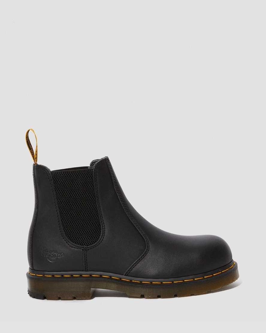 Black Industrial Full Grain Men's Dr Martens Fellside Full Grain Chelsea Work Ankle Boots | 240358-OKL