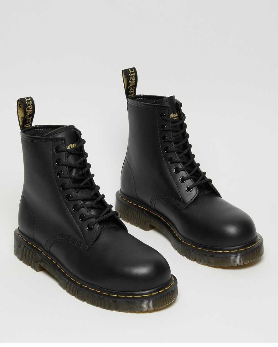 Black Industrial Full Grain Men's Dr Martens 1460 Slip Resistant Steel Toe Lace Up Boots | 284019-OHM