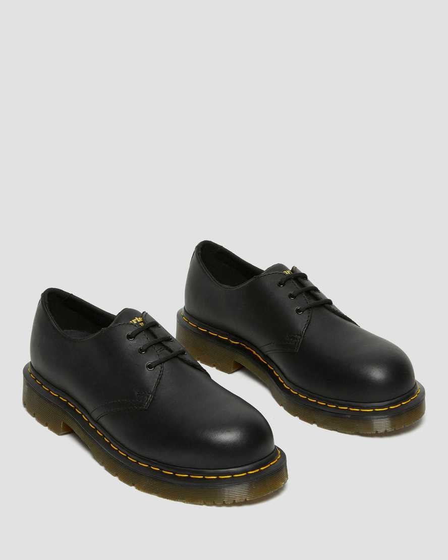 Black Industrial Full Grain Women's Dr Martens 1461 Slip Resistant Steel Toe Oxford Shoes | 279184-RKO