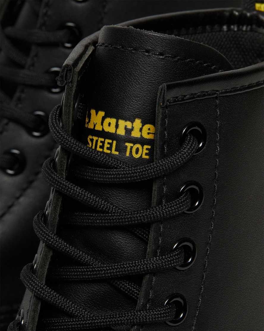 Black Industrial Full Grain Women's Dr Martens 1460 Slip Resistant Steel Toe Lace Up Boots | 481675-HND