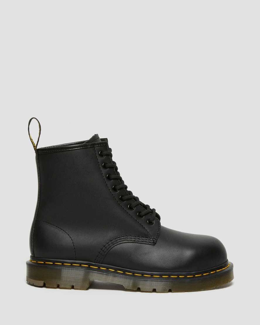 Black Industrial Full Grain Women's Dr Martens 1460 Slip Resistant Steel Toe Lace Up Boots | 481675-HND