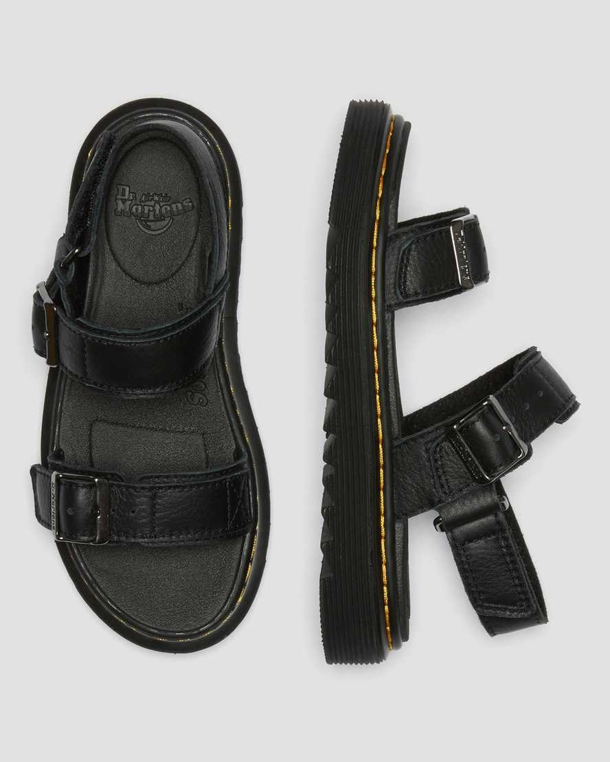 Black Kids' Dr Martens Junior Kyle Leather Sandals | 792314-POG