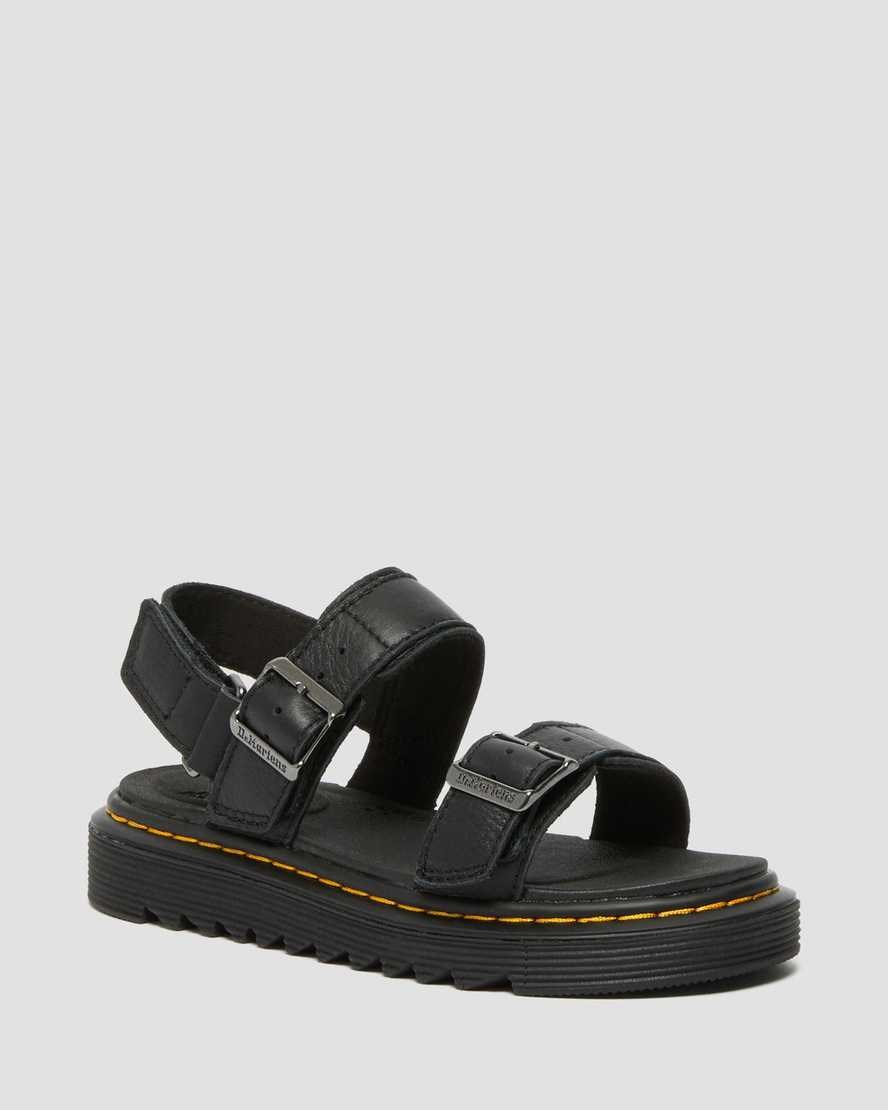 Black Kids' Dr Martens Junior Kyle Leather Sandals | 792314-POG