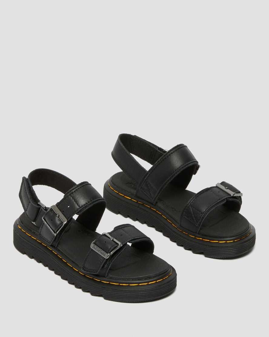 Black Kids' Dr Martens Junior Kyle Leather Sandals | 792314-POG