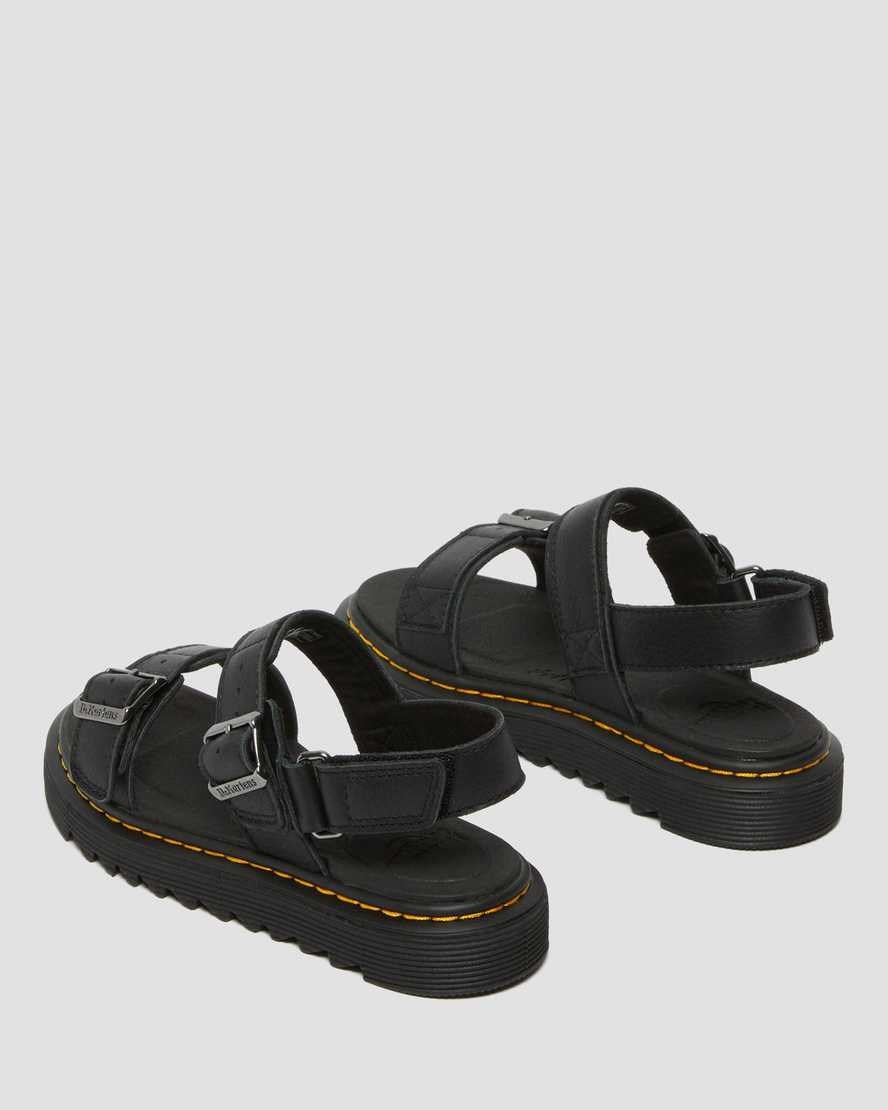 Black Kids' Dr Martens Junior Kyle Leather Sandals | 792314-POG