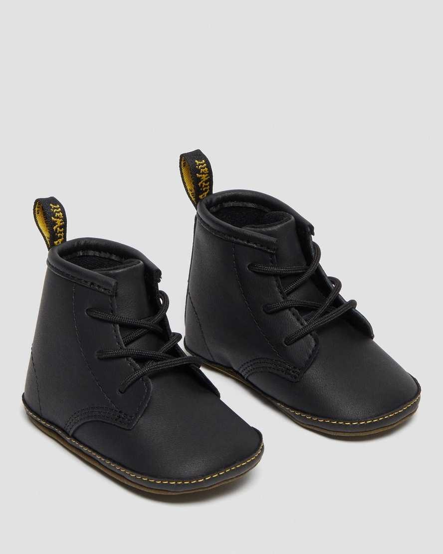 Black Kids' Dr Martens Newborn 1460 Auburn Leather Booties | 981270-KJY