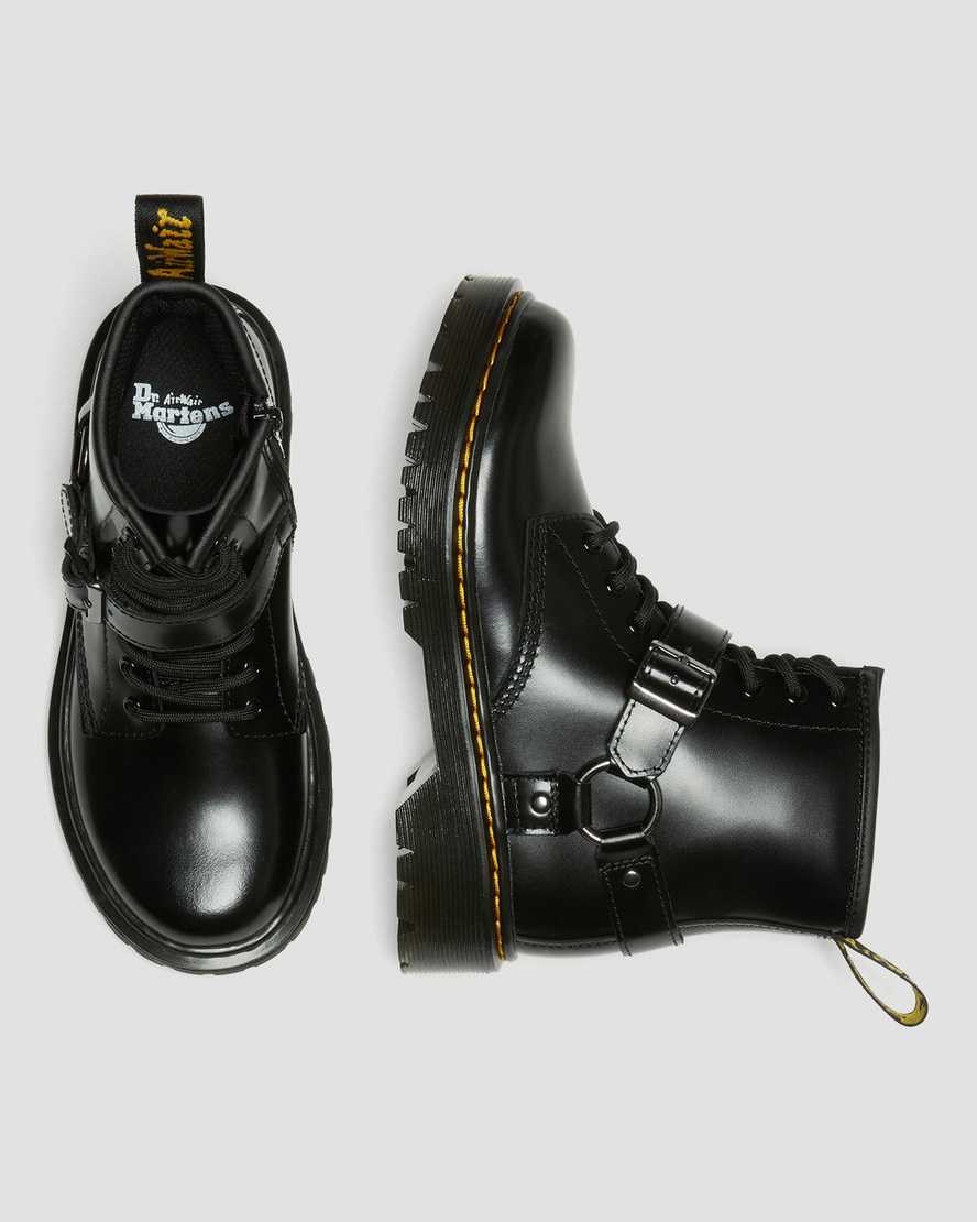 Black Lissome Kids' Dr Martens Junior 1460 Harness Leather Booties | 051729-EVH