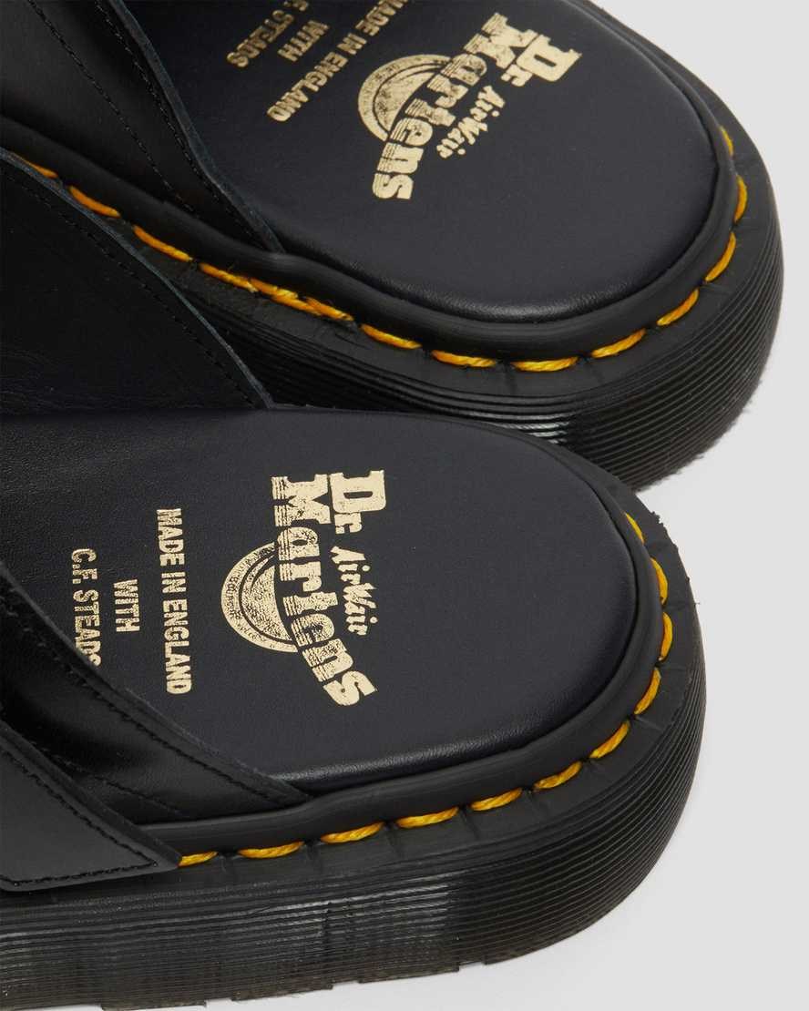 Black Men's Dr Martens Dayne Made in England Leather Leather Slide Sandals | 628491-IYA