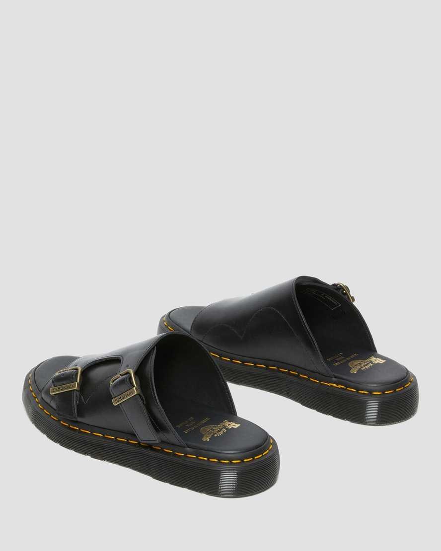 Black Men's Dr Martens Dayne Made in England Leather Leather Slide Sandals | 628491-IYA