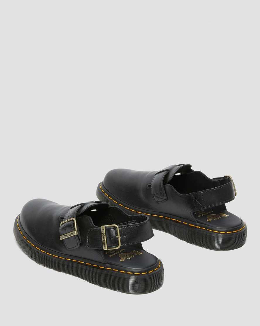 Black Men's Dr Martens Jorge Made in England Leather Slingbacks | 249071-RBF