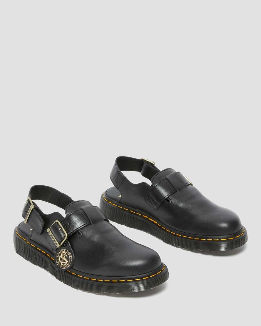 Black Men's Dr Martens Jorge Made in England Leather Slingbacks | 249071-RBF