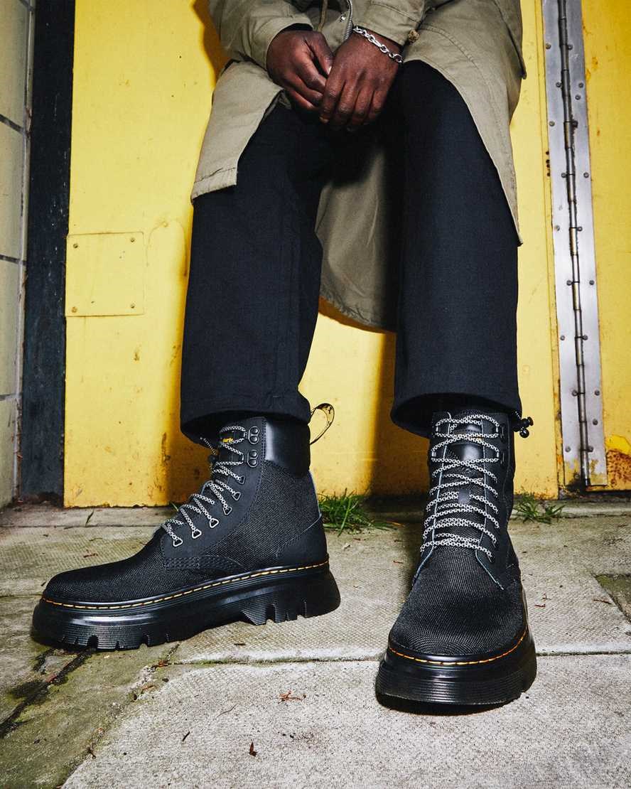 Black Men's Dr Martens Tarik Utility Canvas Boots | 874569-HRY