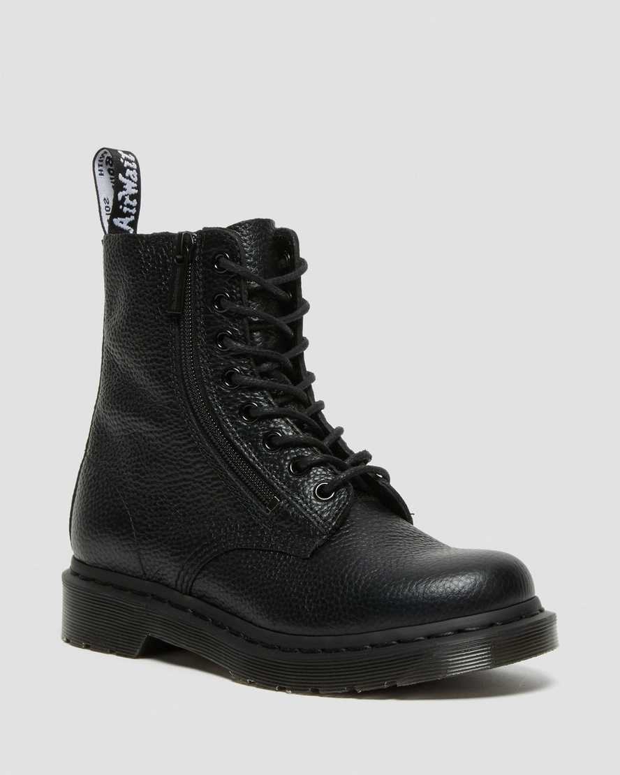 Black Milled Nappa Leather Men\'s Dr Martens 1460 Pascal Leather Zip Up Boots | 038152-OLP