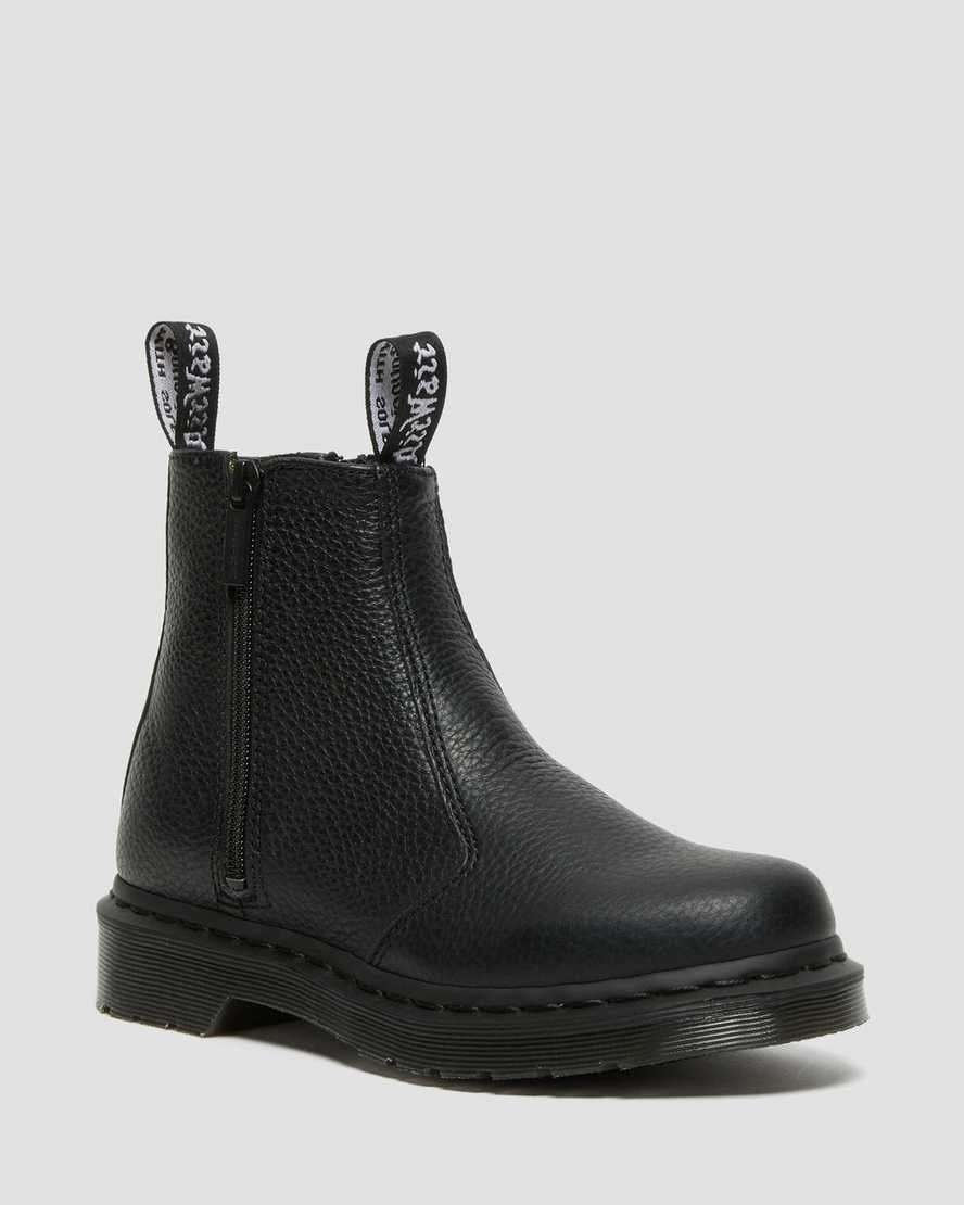 Black Milled Nappa Leather Men's Dr Martens 2976 Leather Zip Up Boots | 726109-WID