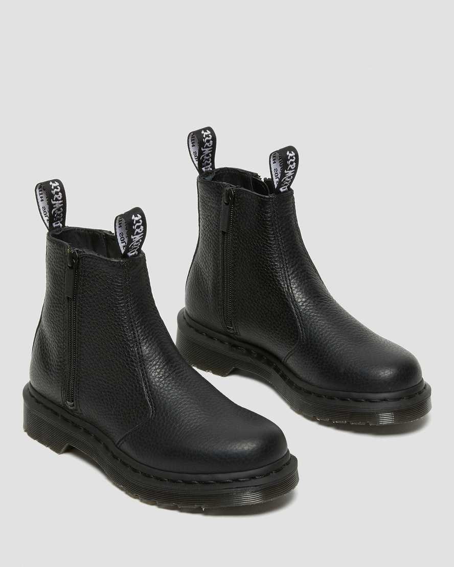 Black Milled Nappa Leather Men's Dr Martens 2976 Leather Zip Up Boots | 726109-WID