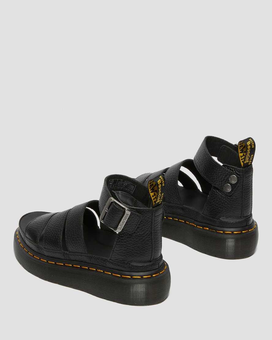 Black Milled Nappa Leather Women's Dr Martens Clarissa II Leather Platform Sandals | 076954-XKH