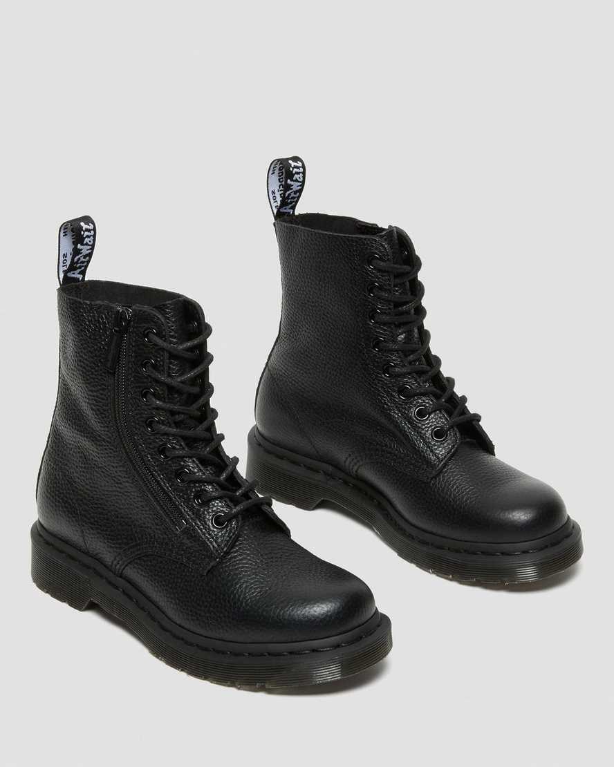 Black Milled Nappa Leather Women's Dr Martens 1460 Pascal Leather Zip Up Boots | 891067-EBC