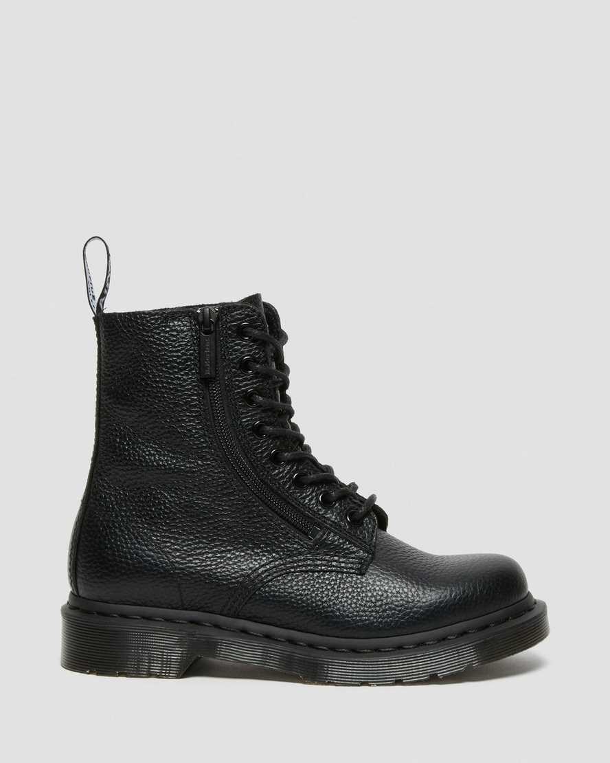 Black Milled Nappa Leather Women's Dr Martens 1460 Pascal Leather Zip Up Boots | 891067-EBC