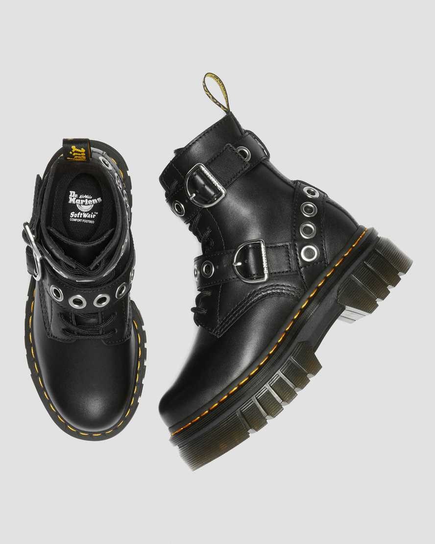 Black Nappa Lux Women's Dr Martens Audrick Hardware Leather Lace Up Boots | 920813-ETO