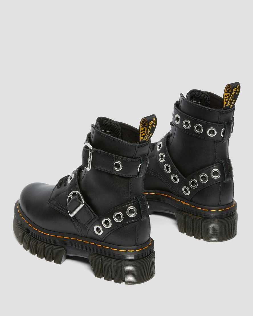 Black Nappa Lux Women's Dr Martens Audrick Hardware Leather Lace Up Boots | 920813-ETO