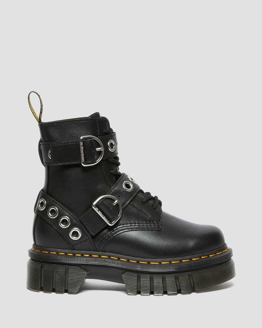 Black Nappa Lux Women's Dr Martens Audrick Hardware Leather Lace Up Boots | 920813-ETO