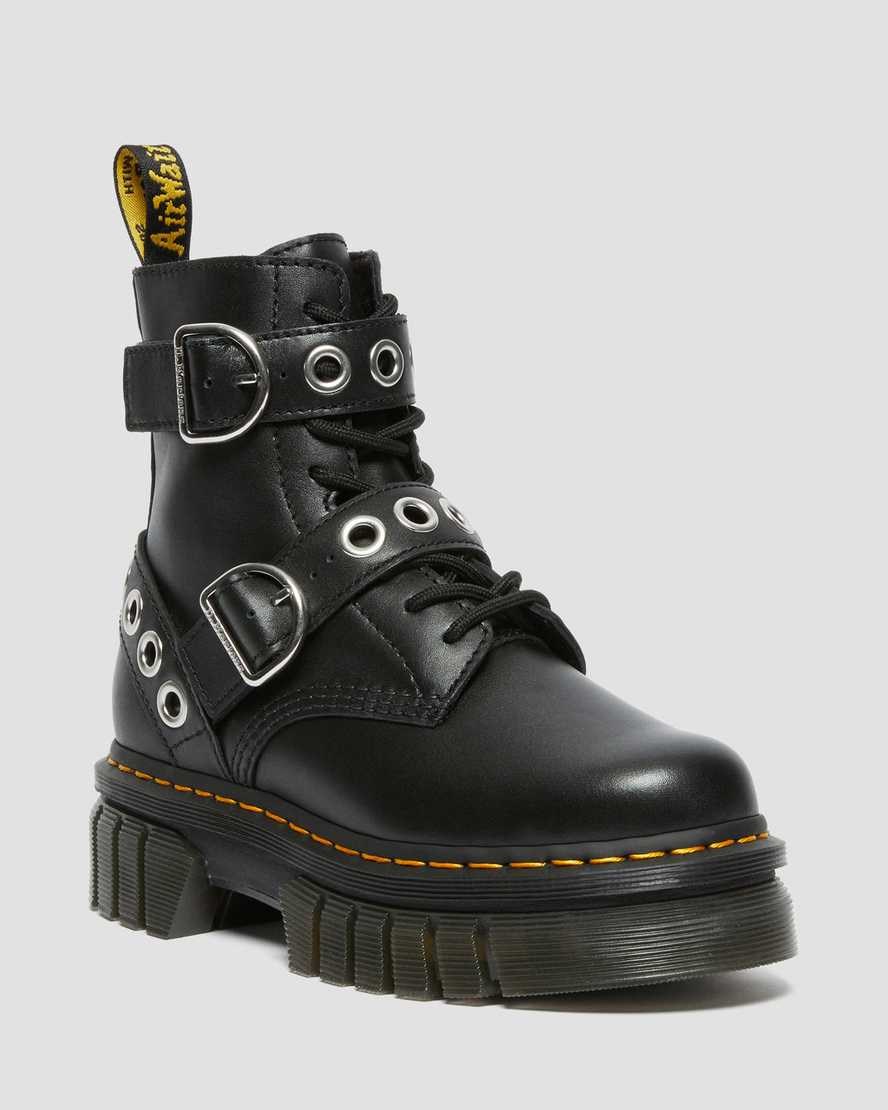 Black Nappa Lux Women\'s Dr Martens Audrick Hardware Leather Lace Up Boots | 920813-ETO