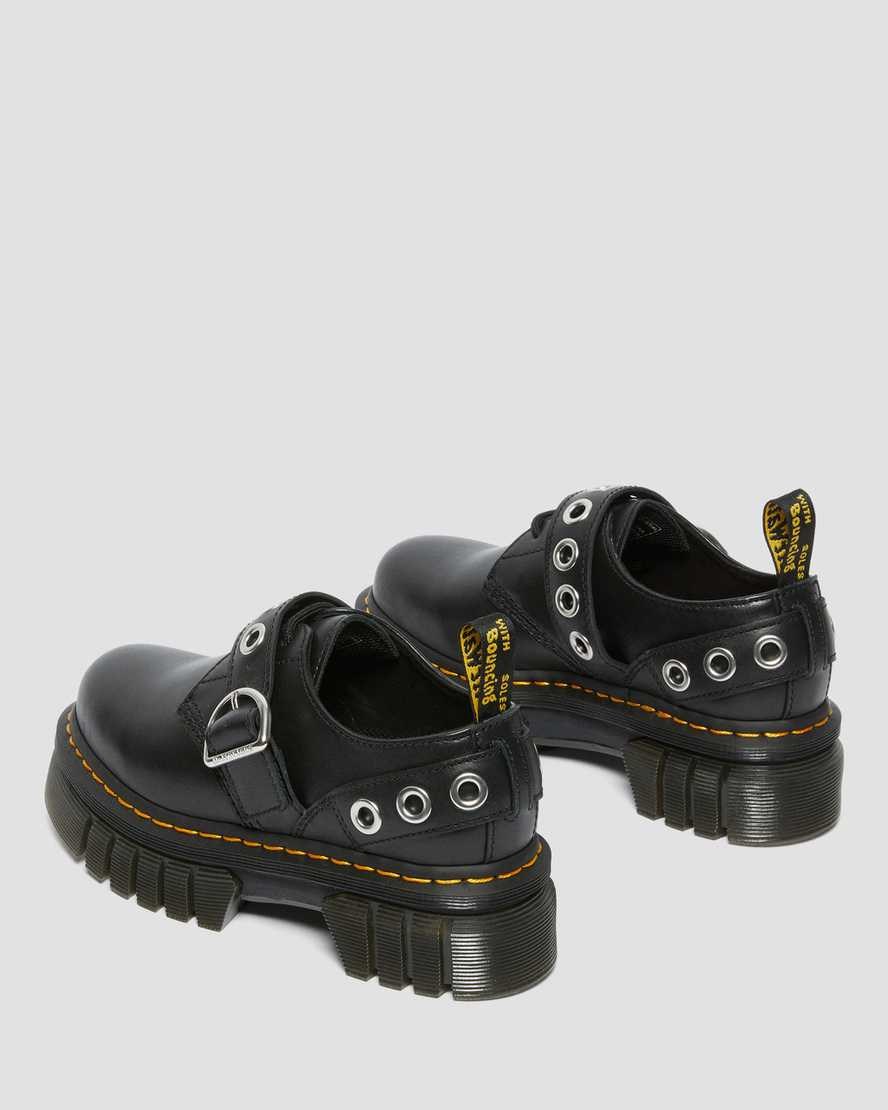 Black Nappa Lux Women's Dr Martens Audrick Hardware Leather Platform Shoes | 962738-YTR