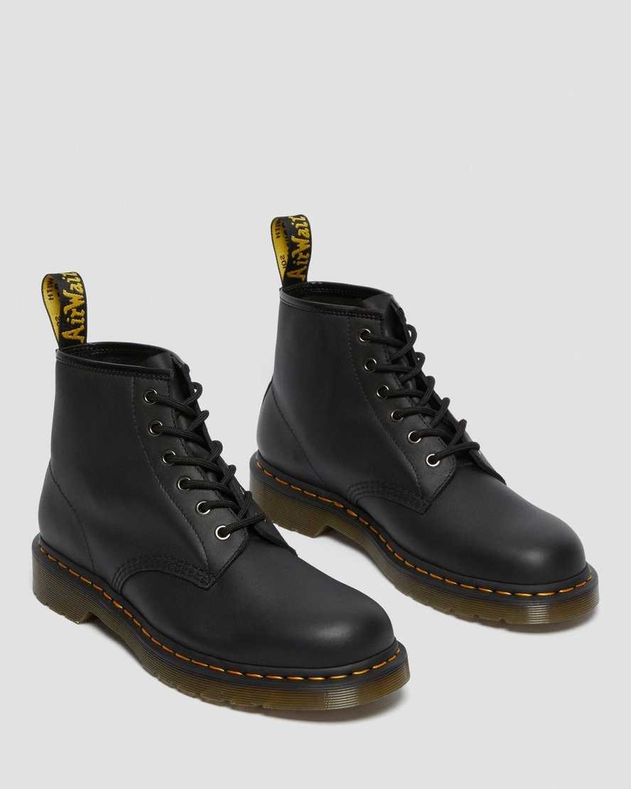 Black Nappa Men's Dr Martens 101 Leather Ankle Boots | 507824-HSN