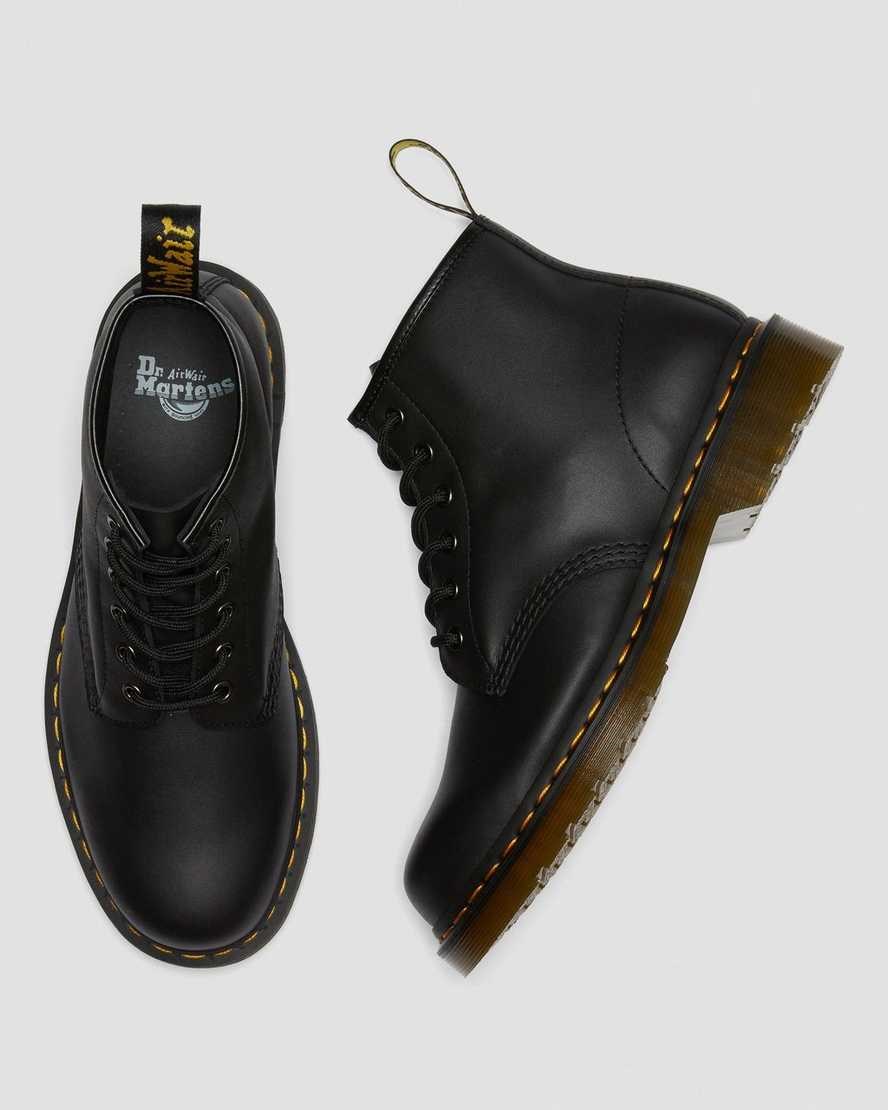 Black Nappa Men's Dr Martens 101 Leather Ankle Boots | 507824-HSN