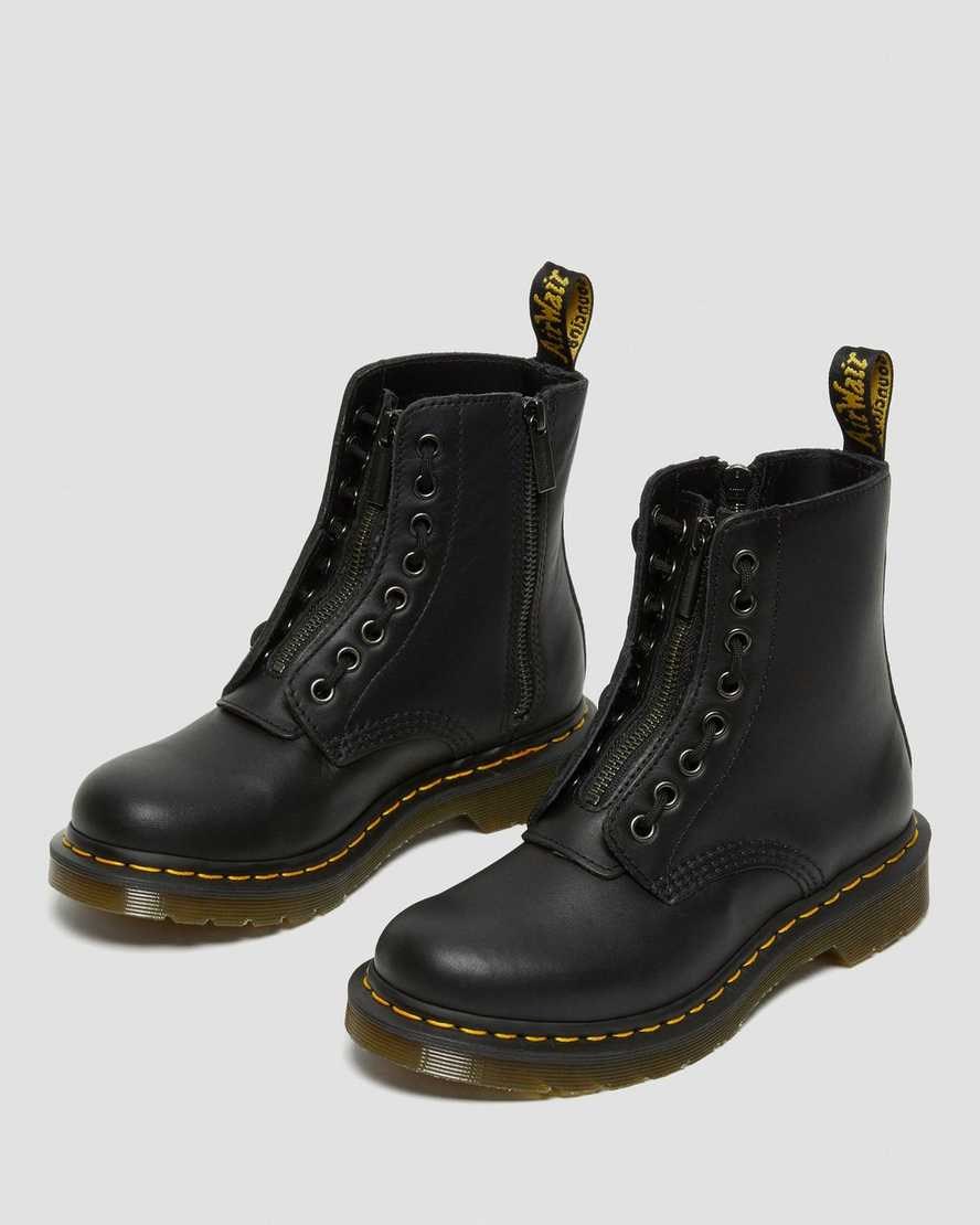 Black Nappa Men's Dr Martens 1460 Pascal Nappa Zip Up Boots | 849153-DXJ