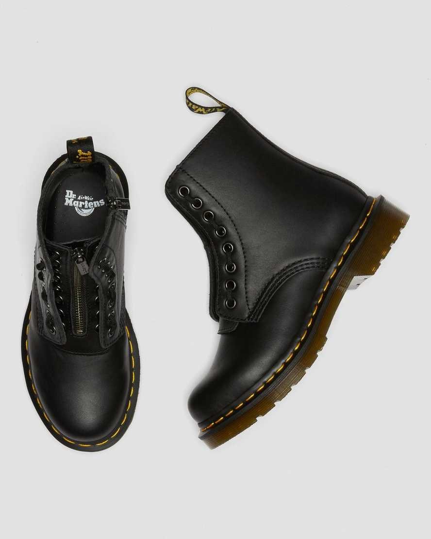 Black Nappa Men's Dr Martens 1460 Pascal Nappa Zip Up Boots | 849153-DXJ