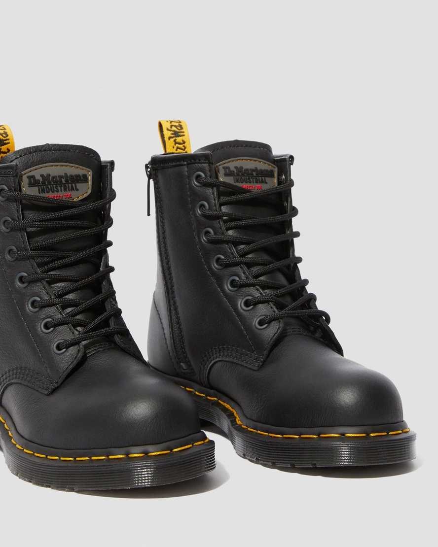 Black Newark Women's Dr Martens Maple Zip Newark Steel Toe Work Lace Up Boots | 468297-HPJ