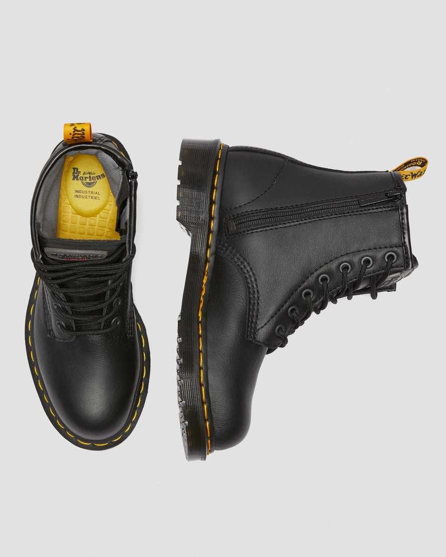 Black Newark Women's Dr Martens Maple Zip Newark Steel Toe Work Lace Up Boots | 468297-HPJ