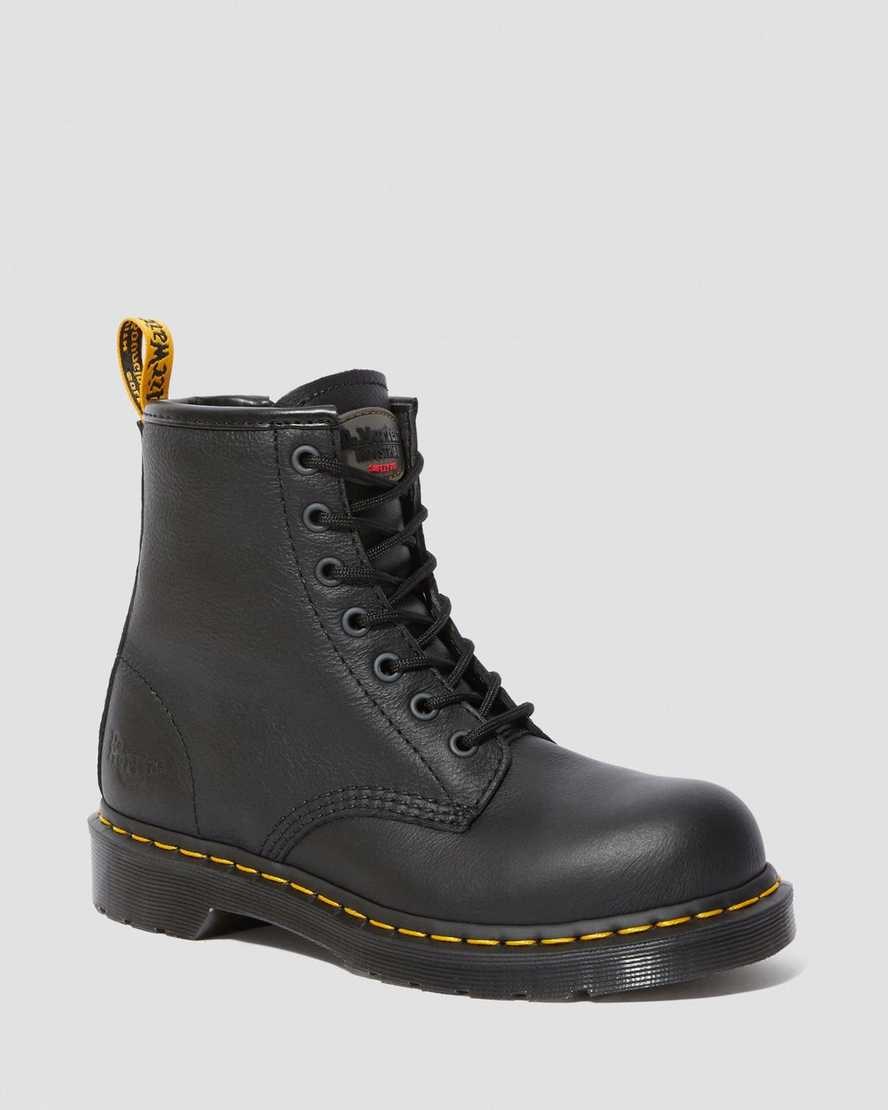 Black Newark Women's Dr Martens Maple Zip Newark Steel Toe Work Lace Up Boots | 468297-HPJ