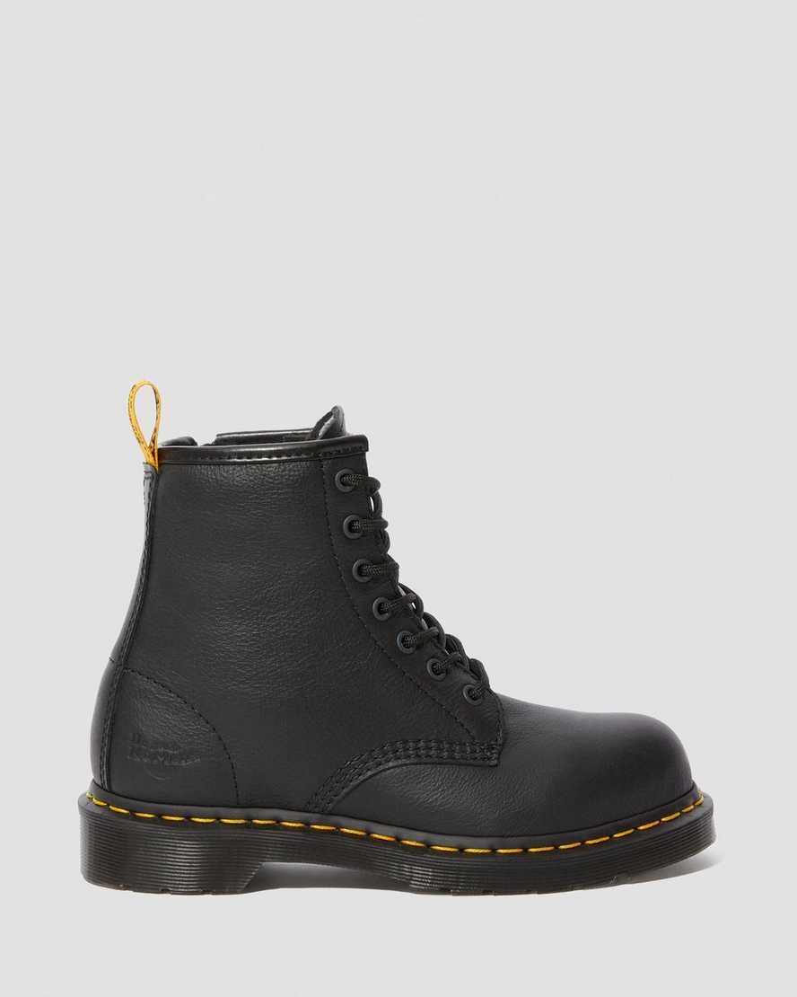 Black Newark Women's Dr Martens Maple Zip Newark Steel Toe Work Lace Up Boots | 468297-HPJ