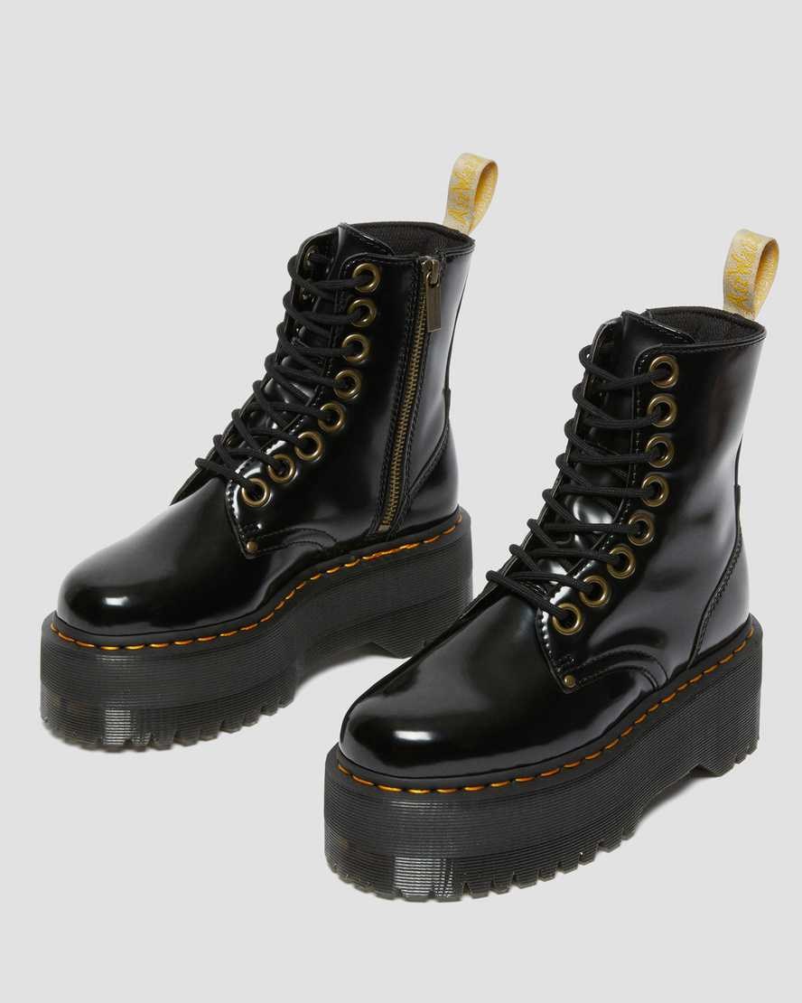 Black Oxford Men's Dr Martens Vegan Jadon Max Zip Up Boots | 619724-NQK