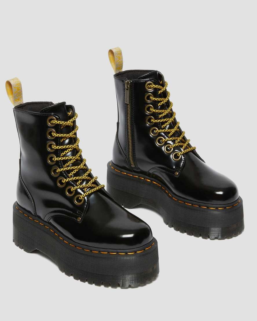 Black Oxford Men's Dr Martens Vegan Jadon Max Zip Up Boots | 619724-NQK