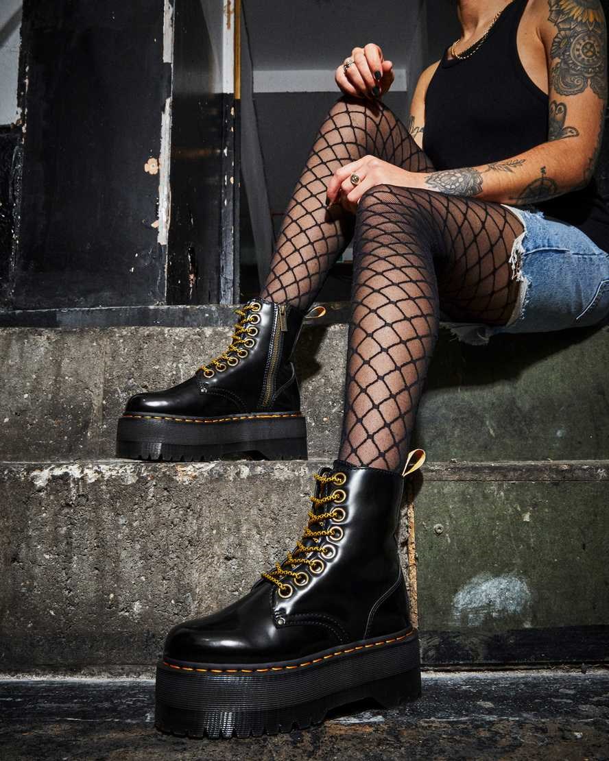 Black Oxford Women's Dr Martens Vegan Jadon Max Lace Up Boots | 349756-WNE