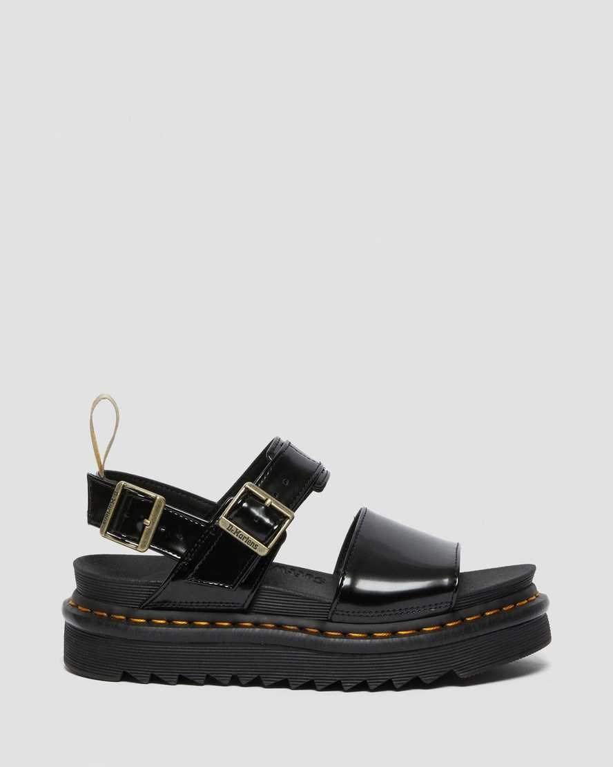 Black Oxford Women's Dr Martens Vegan Voss Strap Sandals | 927486-RPV