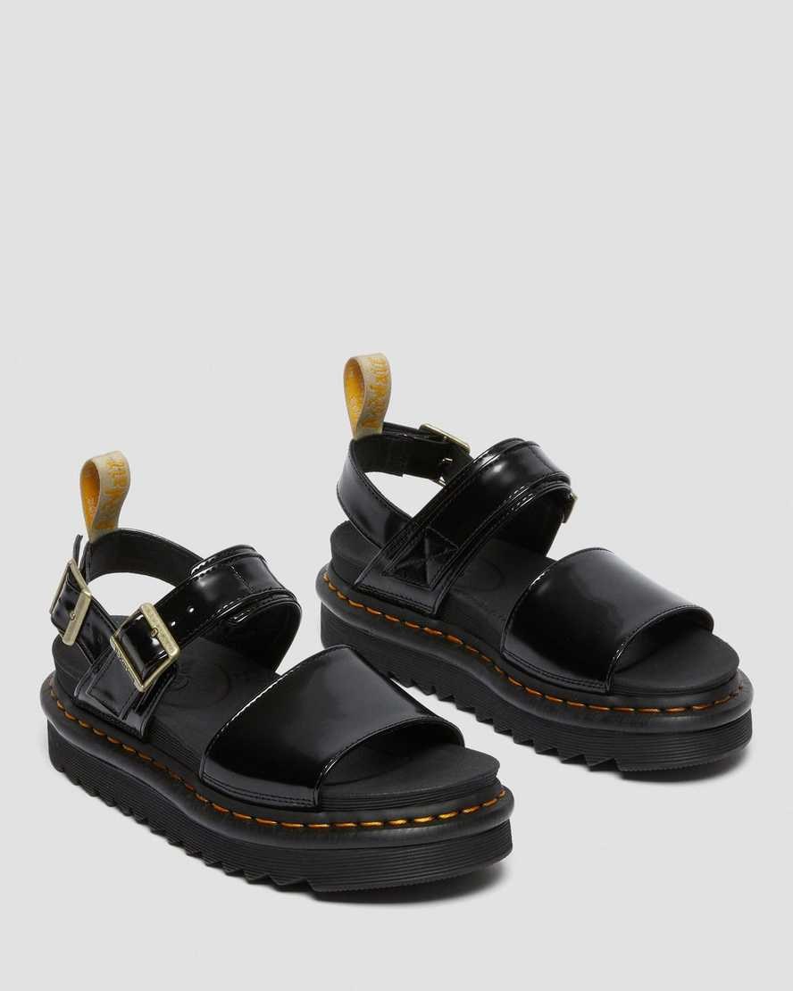 Black Oxford Women's Dr Martens Vegan Voss Strap Sandals | 927486-RPV